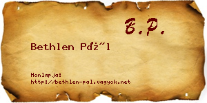 Bethlen Pál névjegykártya