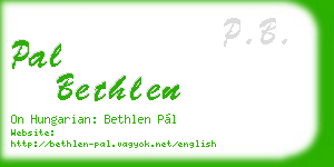 pal bethlen business card
